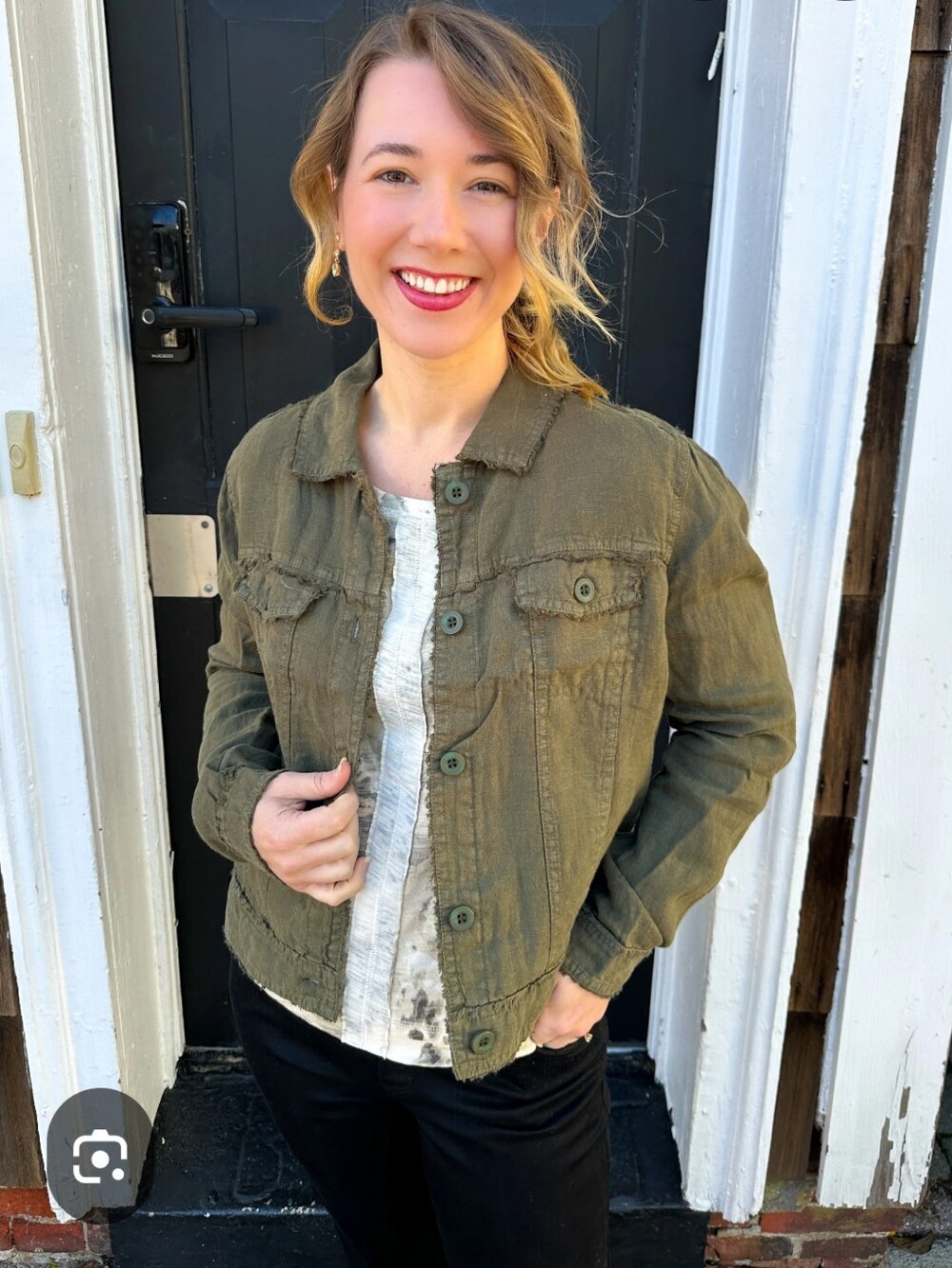 Tommy Bahama Olive Green Button-Front Jean Jacket